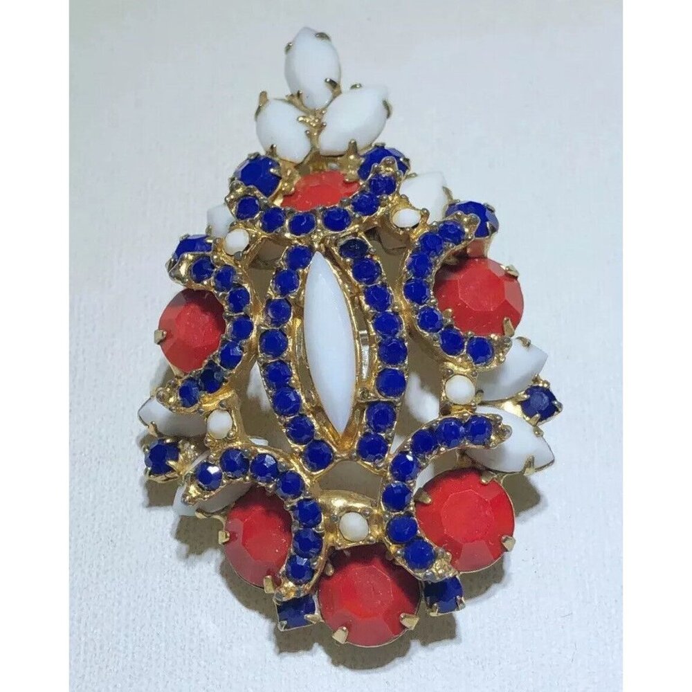 Kjl Kenneth Jay Lane Vintage Red White Blue Rhine… - image 2